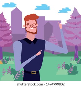 Avatar man in park vector design