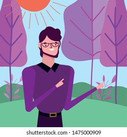 Avatar man in park vector design