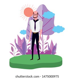 Avatar man in park vector design