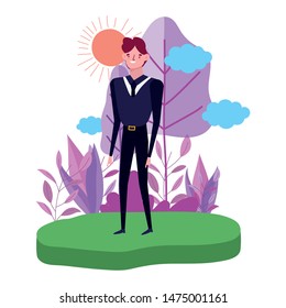 Avatar man in park vector design