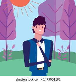 Avatar man in park vector design