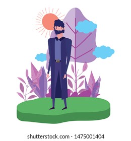 Avatar man in park vector design