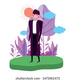 Avatar man in park vector design