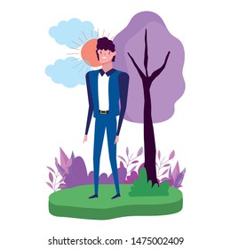 Avatar man in park vector design