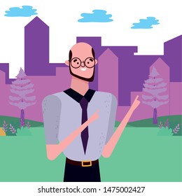 Avatar man in park vector design