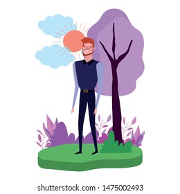 Avatar man in park vector design