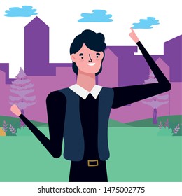 Avatar man in park vector design