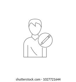 avatar of a man with a pencil icon. Element of head hunting icon. Premium quality graphic design. Signs, outline symbols collection icon for websites, web design, mobile app