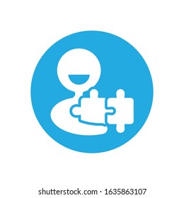 Avatar man with puzzles design of Zero discrimination day awareness help support campaign love life care and solidarity theme Vector illustration