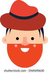 avatar of man with red beard wearing hat. icon in social networks. vector illustration.