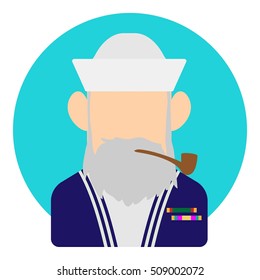 Avatar man sailor icon. Flat illustration of avatar man sailor vector icon for web