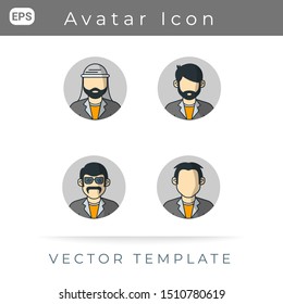 Avatar Man Set Icon, For Profile Businessman