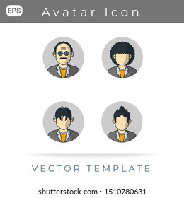 Avatar Man Set Icon, For Profile Businessman