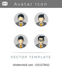 Avatar Man Set Icon, For Profile User Interface