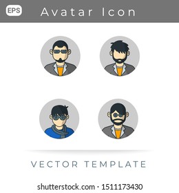 Avatar Man Set Icon, For Profile User Interface