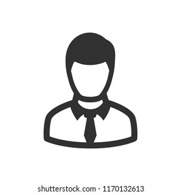 avatar, man in shirt with tie. monochrome icon