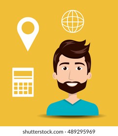 avatar man and shopping and ecommerce icon