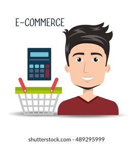 avatar man and shopping and ecommerce icon