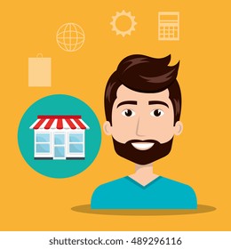 avatar man and shopping and ecommerce icon