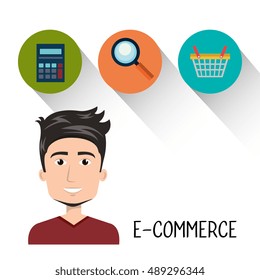 avatar man and shopping and ecommerce icon