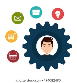 avatar man and shopping icon
