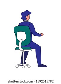 Avatar man sitting of back design, Boy male person people human social media and portrait theme Vector illustration