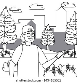 Avatar man with smartphone design
