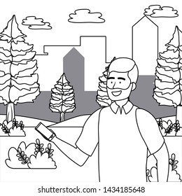 Avatar man with smartphone design