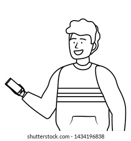 Avatar man with smartphone design