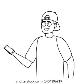 Avatar man with smartphone design
