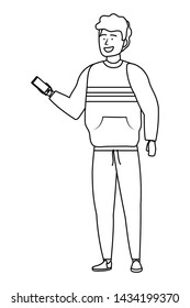 Avatar man with smartphone design