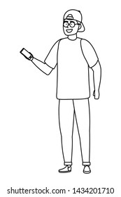 Avatar man with smartphone design