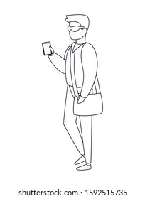 Avatar man with smartphone design, Boy male person people human social media and portrait theme Vector illustration