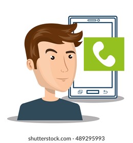 avatar man and smartphone icon
