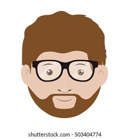 Hipster Beard Glasses Avatar Isolated On Stock Vector (Royalty Free ...