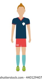 avatar man soccer player with sports clothes front view over isolated background,vector illustration