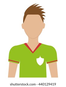 avatar man soccer player with sports clothes front view over isolated background,vector illustration