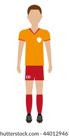 avatar man soccer player with sports clothes front view over isolated background,vector illustration