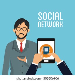 Avatar man and social network icon 
