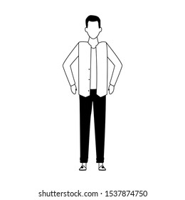 avatar man standing icon over white background, vector illustration