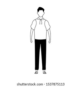 avatar man standing icon over white background, flat design. vector illustration