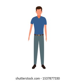 avatar man standing icon over white background, vector illustration