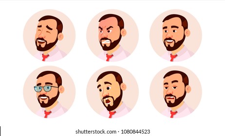 Avatar Man Vector. Human Emotions. Stylish Image. Flat Character Illustration