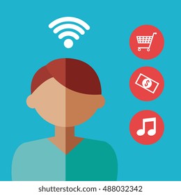 avatar man with web marketing icons