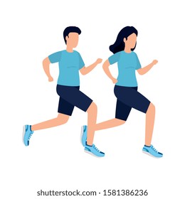 Avatar man and woman design, Healthy lifestyle fitness bodybuilding bodycare activity exercise and diet theme Vector illustration