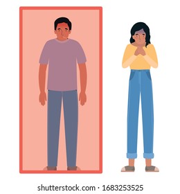 Avatar man and woman with fever in quarantined and nauseous design of Medical care hygiene health emergency aid exam clinic and patient theme Vector illustration