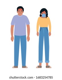 Avatar man and woman with headache design of Medical care hygiene health emergency aid exam clinic and patient theme Vector illustration