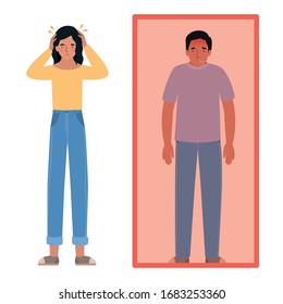 Avatar man and woman with headache and fever design of Medical care hygiene health emergency aid exam clinic and patient theme Vector illustration