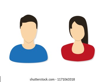 Avatar man and women. Flat vector illustration.