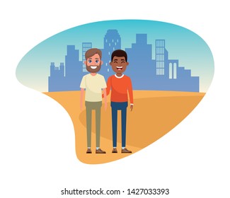 avatar men avatar afroamerican man smiling and man with beard profile picture cartoon character portrait outdoor colorful